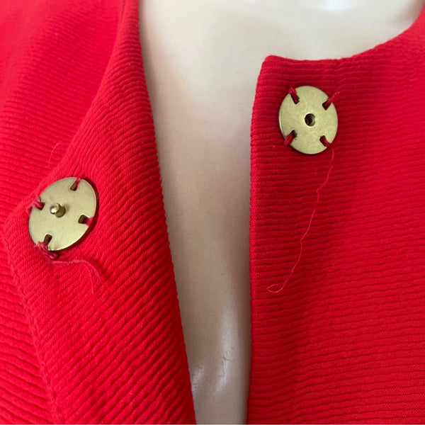 Zara Women’s Red Long Sleeve Open Front Coat With Pockets Sz M