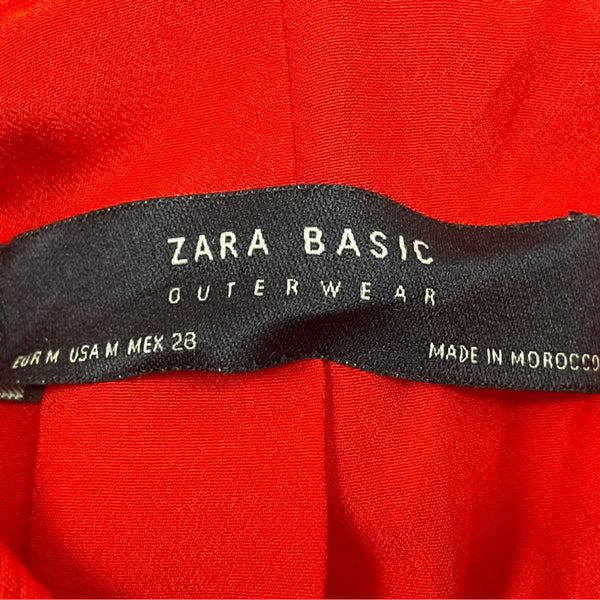 Zara Women’s Red Long Sleeve Open Front Coat With Pockets Sz M