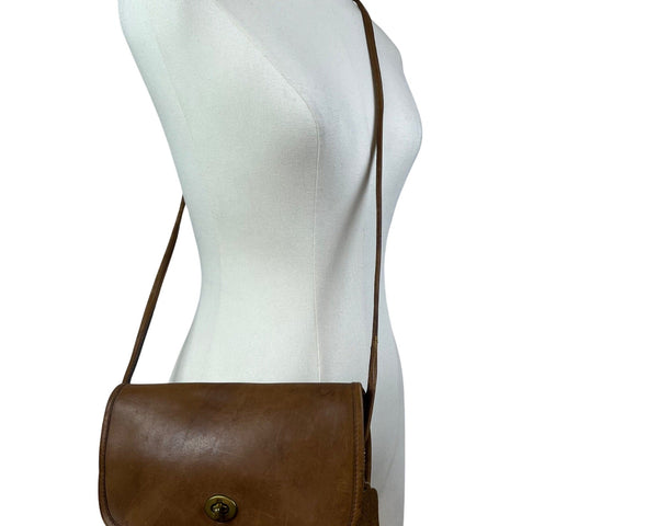 Vintage Coach Brown Leather NYC Clutch Crossbody Bag