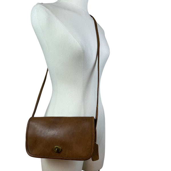 Vintage Coach Brown Leather NYC Clutch Crossbody Bag