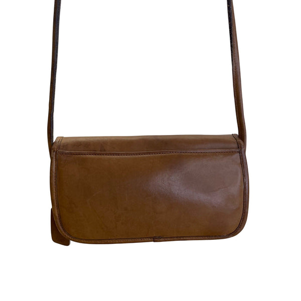 Vintage Coach Brown Leather NYC Clutch Crossbody Bag