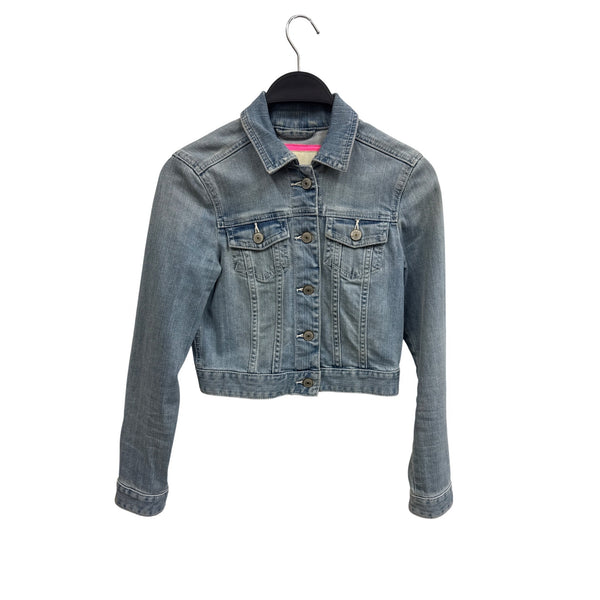 Abercrombie & Fitch Womens Cropped Denim Jacket XS Blue Button-Up Long Sleeve