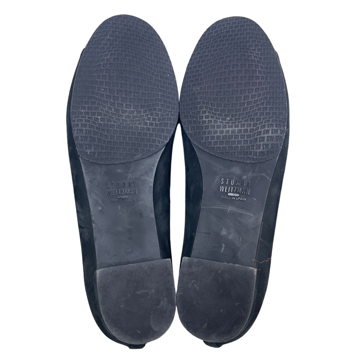 Stuart Weitzman Women's Black Suede Rhinestone Cap Toe Flat Shoes Sz 8M