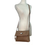 Nine West Taupe Faux Leather Fold-Over Flap Crossbody Bag Sz M