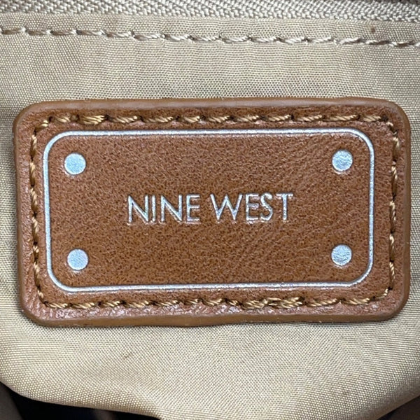 Nine West Taupe Faux Leather Fold-Over Flap Crossbody Bag Sz M