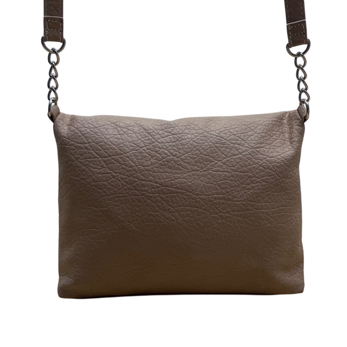Nine West Taupe Faux Leather Fold-Over Flap Crossbody Bag Sz M