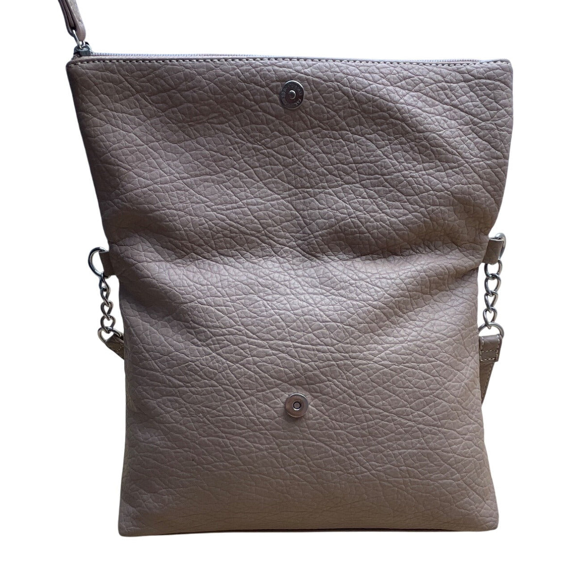 Nine West Taupe Faux Leather Fold-Over Flap Crossbody Bag Sz M
