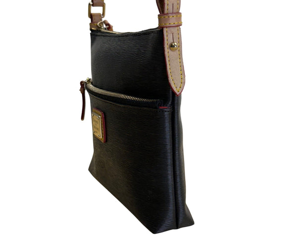 Dooney & Bourke Black Leather Adjustable Strap & Front Zipper Crossbody Bag