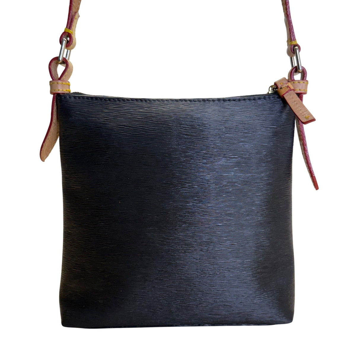 Dooney & Bourke Black Leather  Adjustable Strap & Front Zipper Crossbody Bag