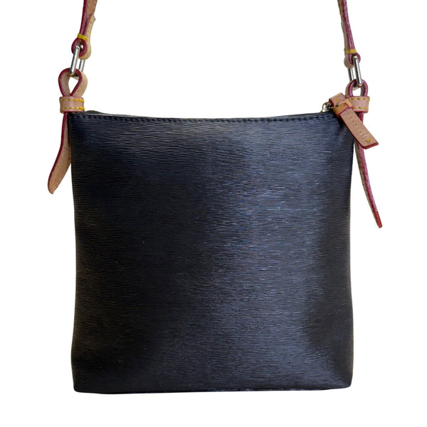Dooney & Bourke Black Leather  Adjustable Strap & Front Zipper Crossbody Bag