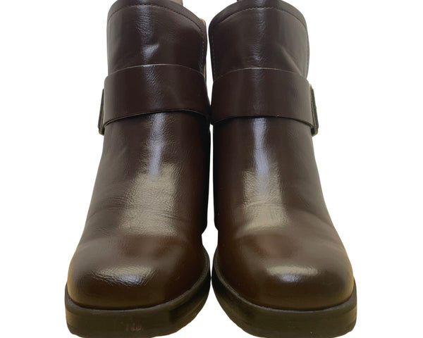 Korks Kari Women’s Brown Leather Buckle Block Heel Ankle Boots Size 8.5M