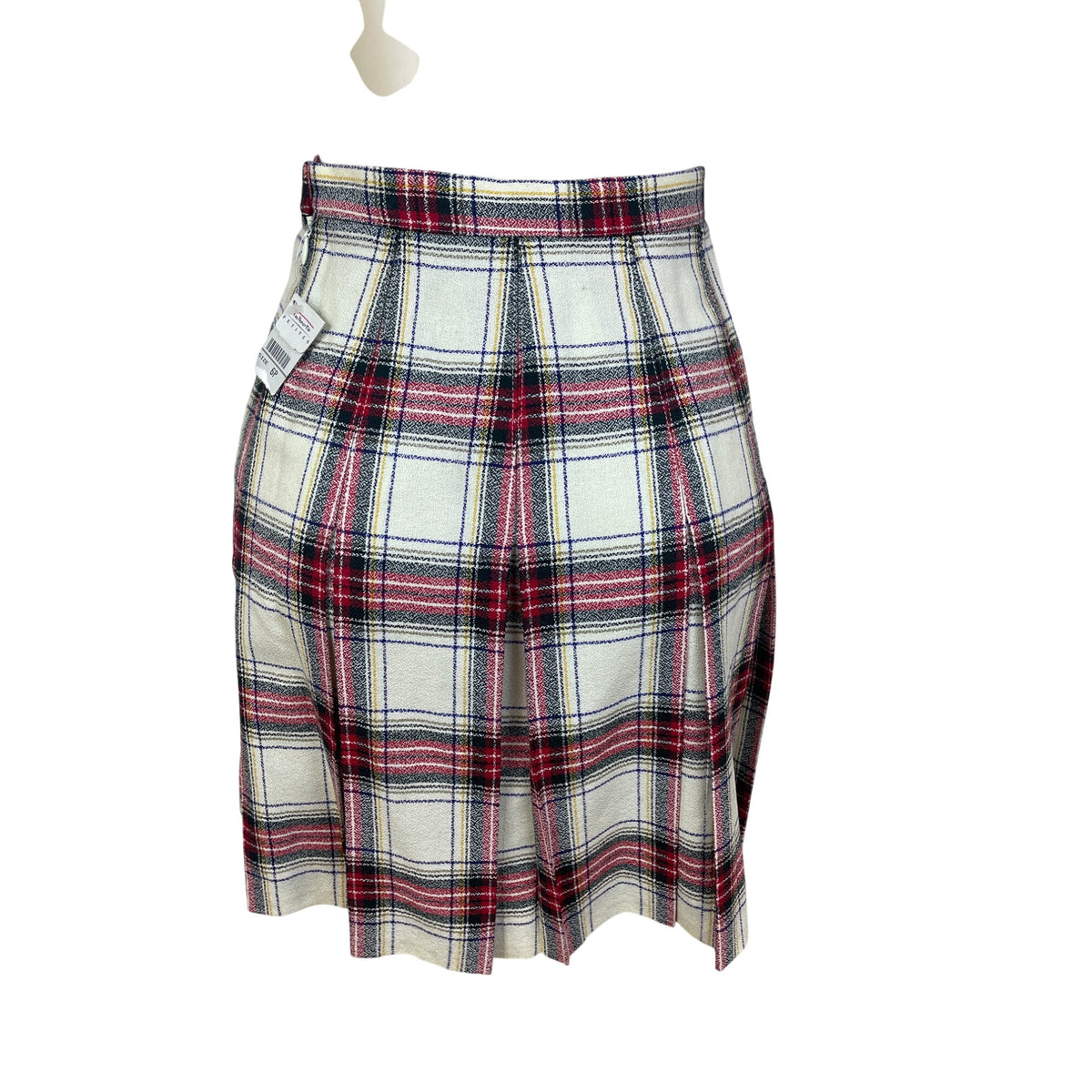 Talbots Womens Petite Plaid Pleated Skirt Worsted Wool White & Red Size 6P - New