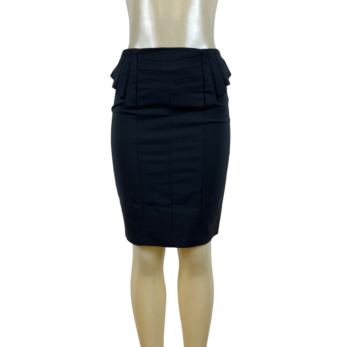 Adiva Womens Black Peplum Pencil Skirt Cotton Nylon Blend Size 6