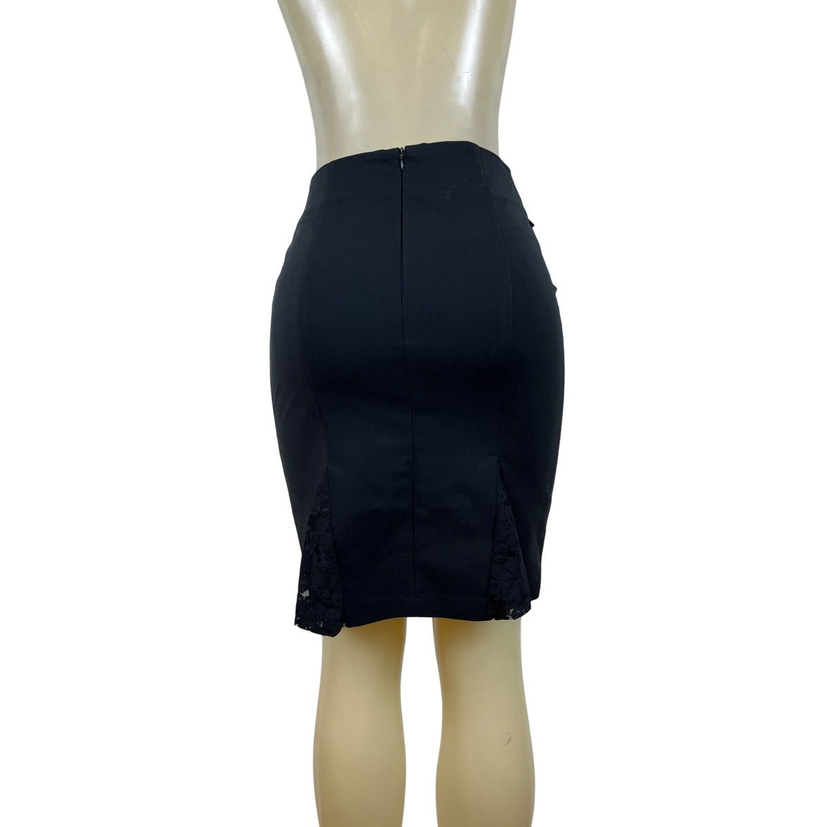 Adiva Womens Black Peplum Pencil Skirt Cotton Nylon Blend Size 6