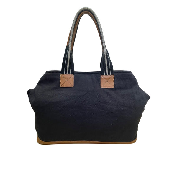Pottery Barn Kids Black Canvas With Snap Pockets & Leather Accents Diaper Bag