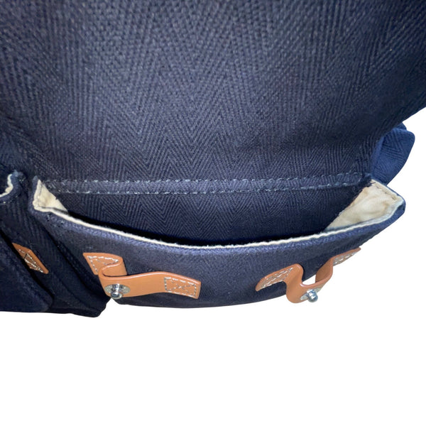 Pottery Barn Kids Black Canvas With Snap Pockets & Leather Accents Diaper Bag