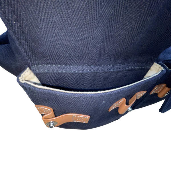Pottery Barn Kids Black Canvas With Snap Pockets & Leather Accents Diaper Bag