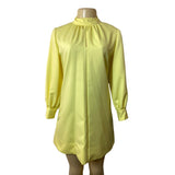 Vintage Style Yellow Long Sleeve Shift Dress With Button Cuffs