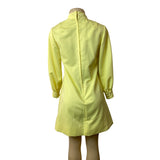 Vintage Style Yellow Long Sleeve Shift Dress With Button Cuffs