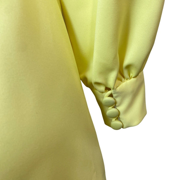 Vintage Style Yellow Long Sleeve Shift Dress With Button Cuffs
