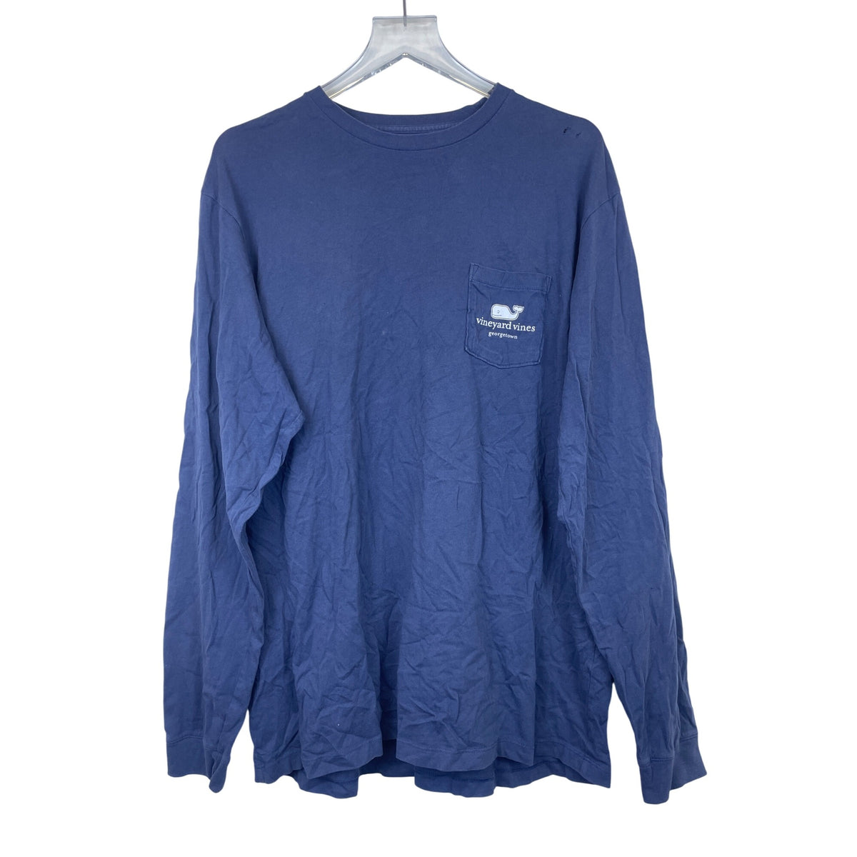 Vineyard Vines Mens Navy Long Sleeve Georgetown Whale Graphic Tee Size L Cotton