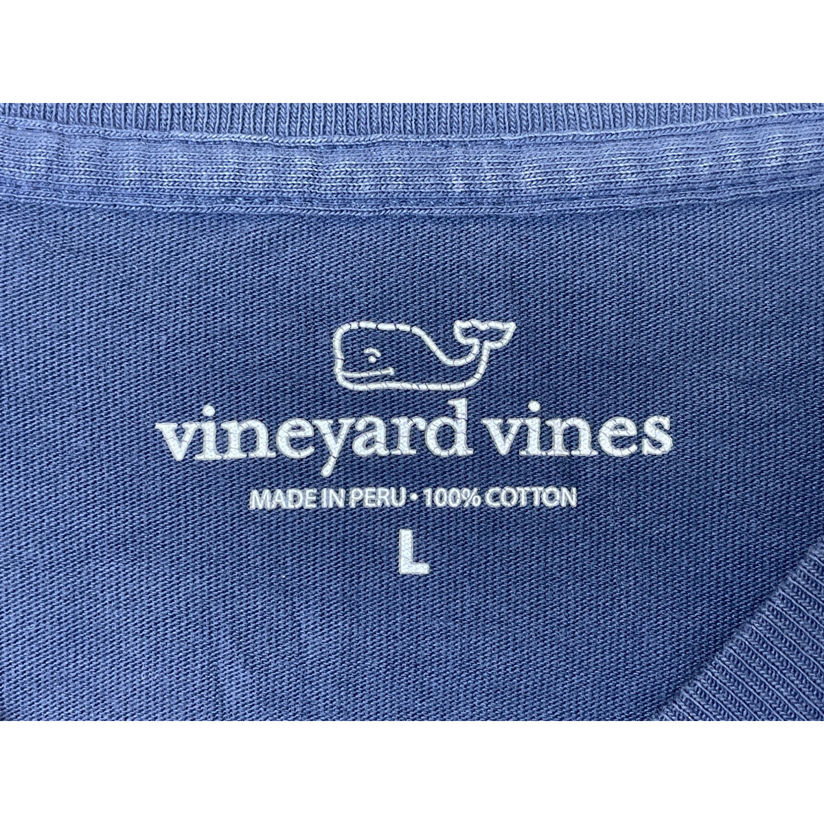 Vineyard Vines Mens Navy Long Sleeve Georgetown Whale Graphic Tee Size L Cotton
