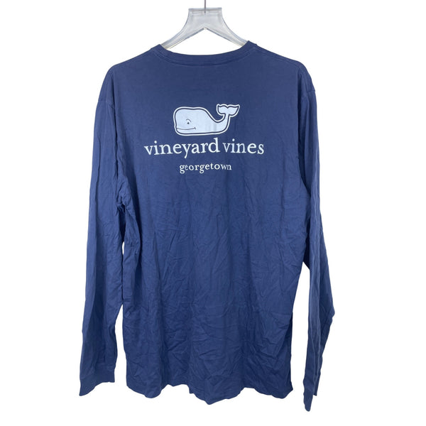 Vineyard Vines Mens Navy Long Sleeve Georgetown Whale Graphic Tee Size L Cotton