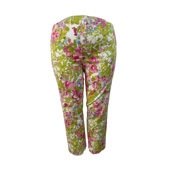 Bushwacker Womens Multicolor Floral Print Pants Vibrant Cropped Size 16