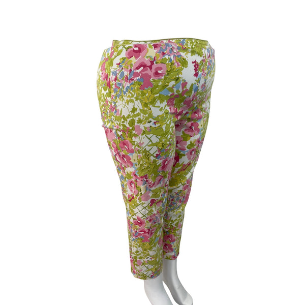 Bushwacker Womens Multicolor Floral Print Pants Vibrant Cropped Size 16