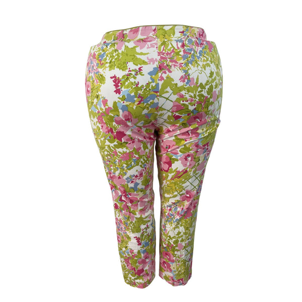 Bushwacker Womens Multicolor Floral Print Pants Vibrant Cropped Size 16