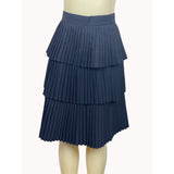 La’ Lisa Women's Black Pleated Tiered Midi Skirt L