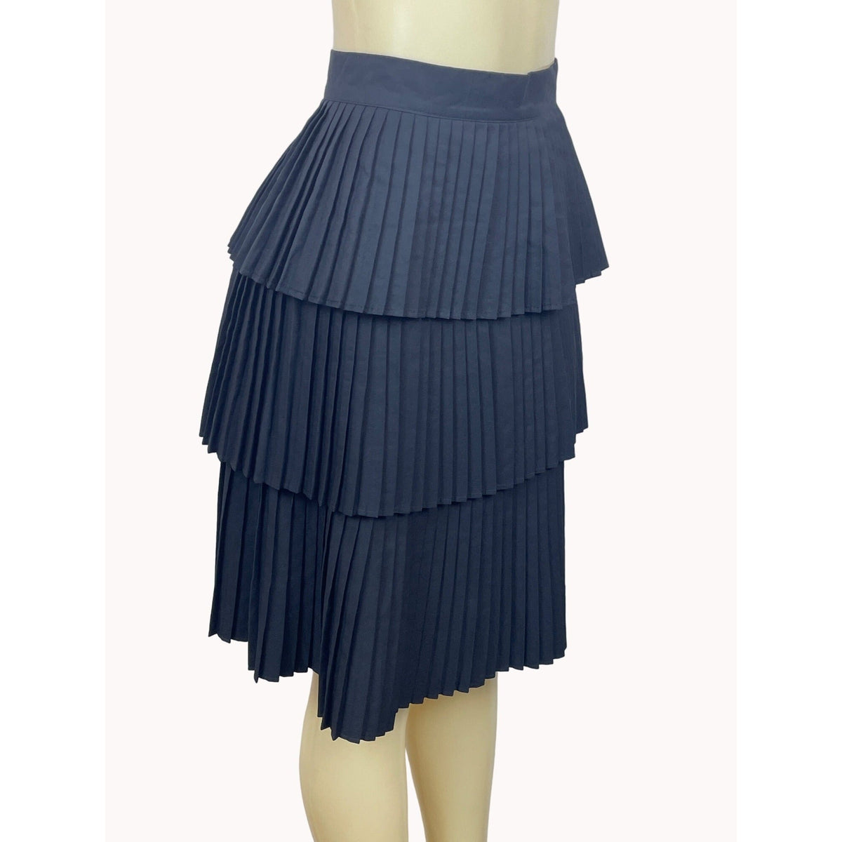 La’ Lisa Women's Black Pleated Tiered Midi Skirt L