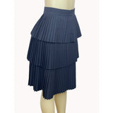 La’ Lisa Women's Black Pleated Tiered Midi Skirt L