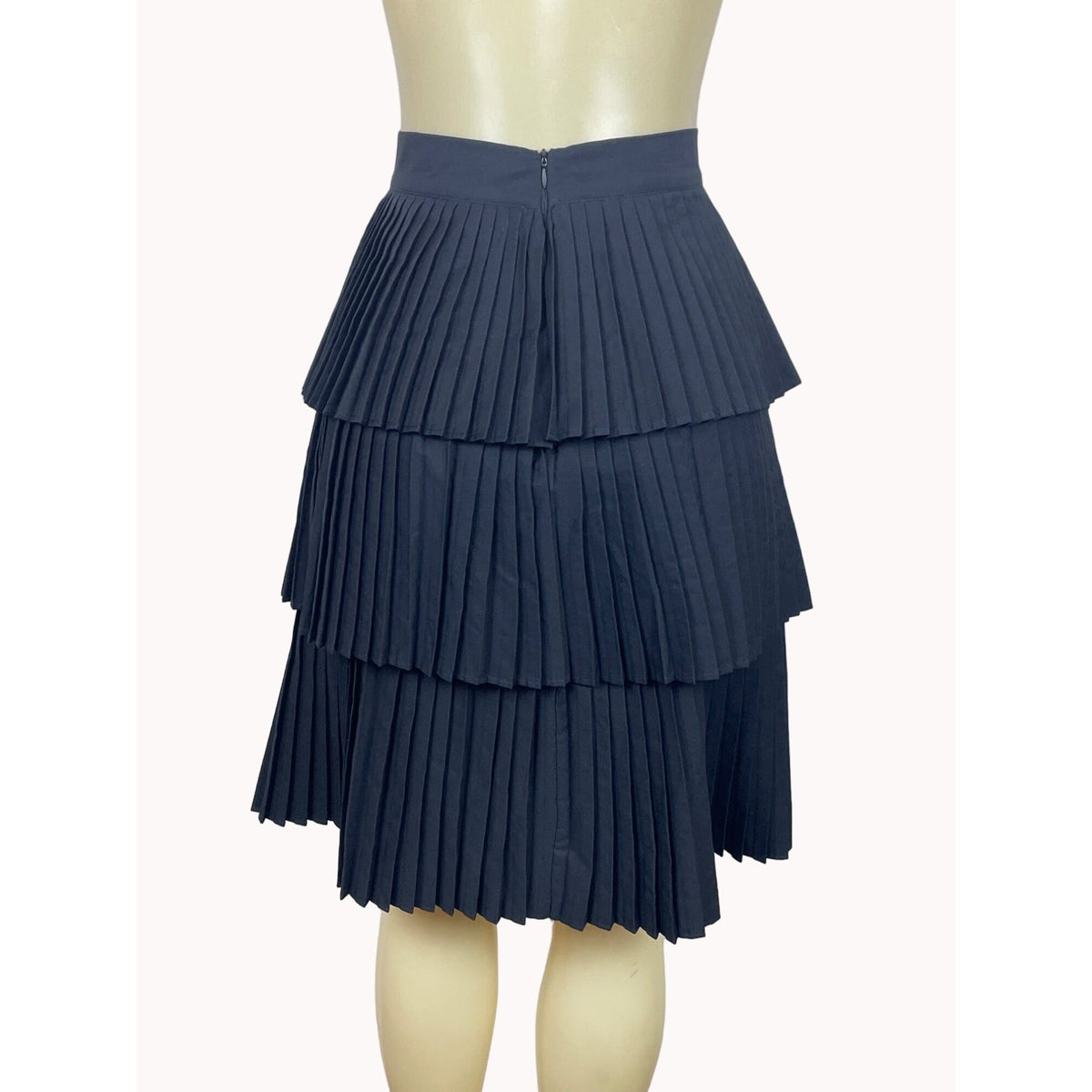 La’ Lisa Women's Black Pleated Tiered Midi Skirt L