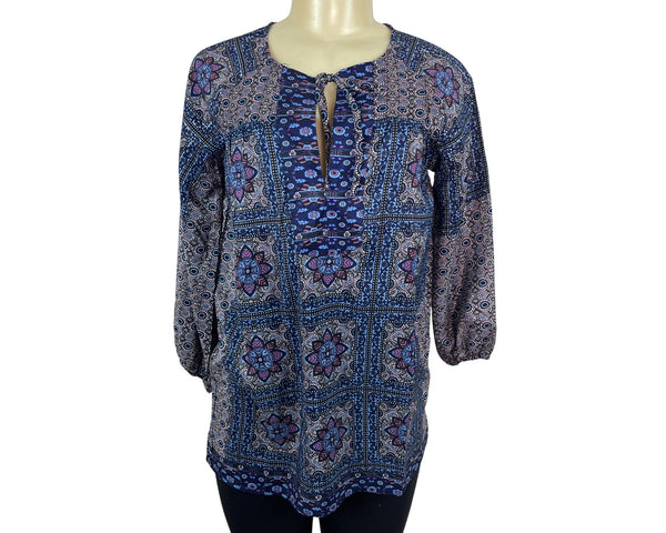 Stradivorius Womens Long Sleeve Bohemian Top Blouse Multicolor Size S- New