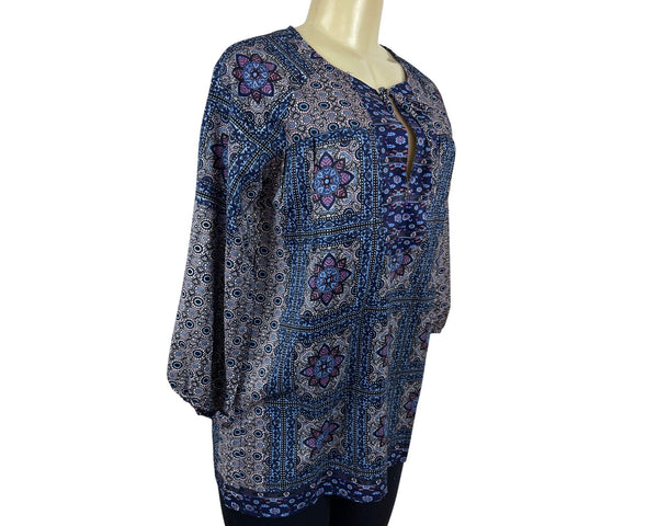 Stradivorius Womens Long Sleeve Bohemian Top Blouse Multicolor Size S- New