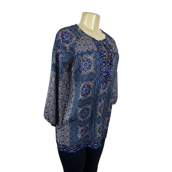 Stradivorius Womens Long Sleeve Bohemian Top Blouse Multicolor Size S- New