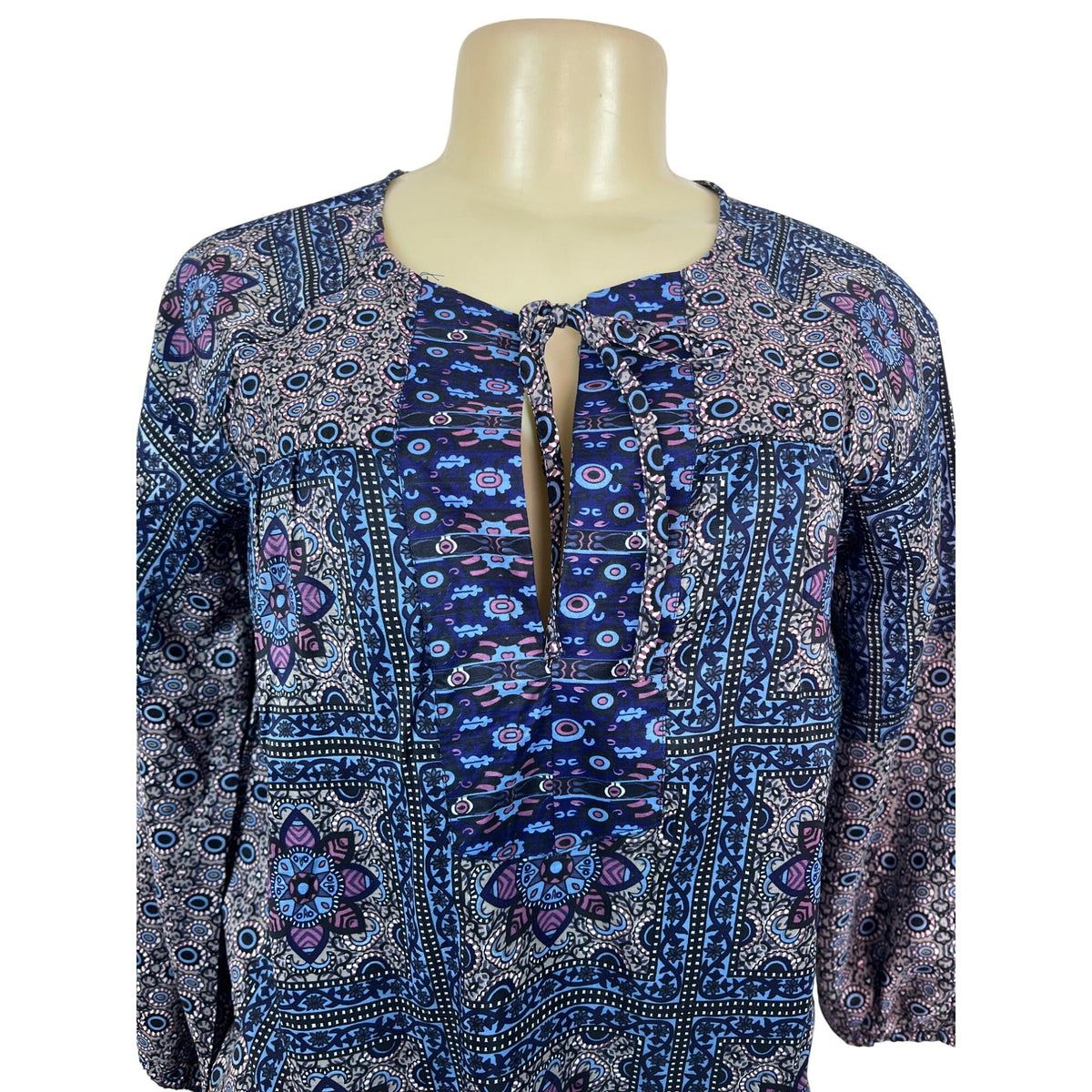 Stradivorius Womens Long Sleeve Bohemian Top Blouse Multicolor Size S- New