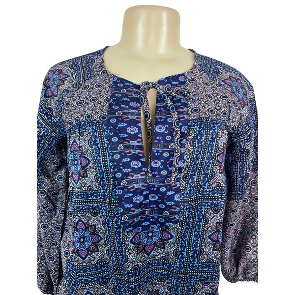 Stradivorius Womens Long Sleeve Bohemian Top Blouse Multicolor Size S- New