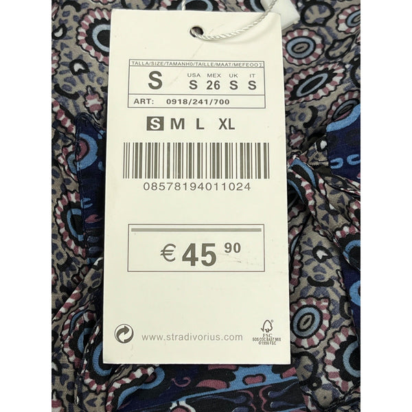 Stradivorius Womens Long Sleeve Bohemian Top Blouse Multicolor Size S- New