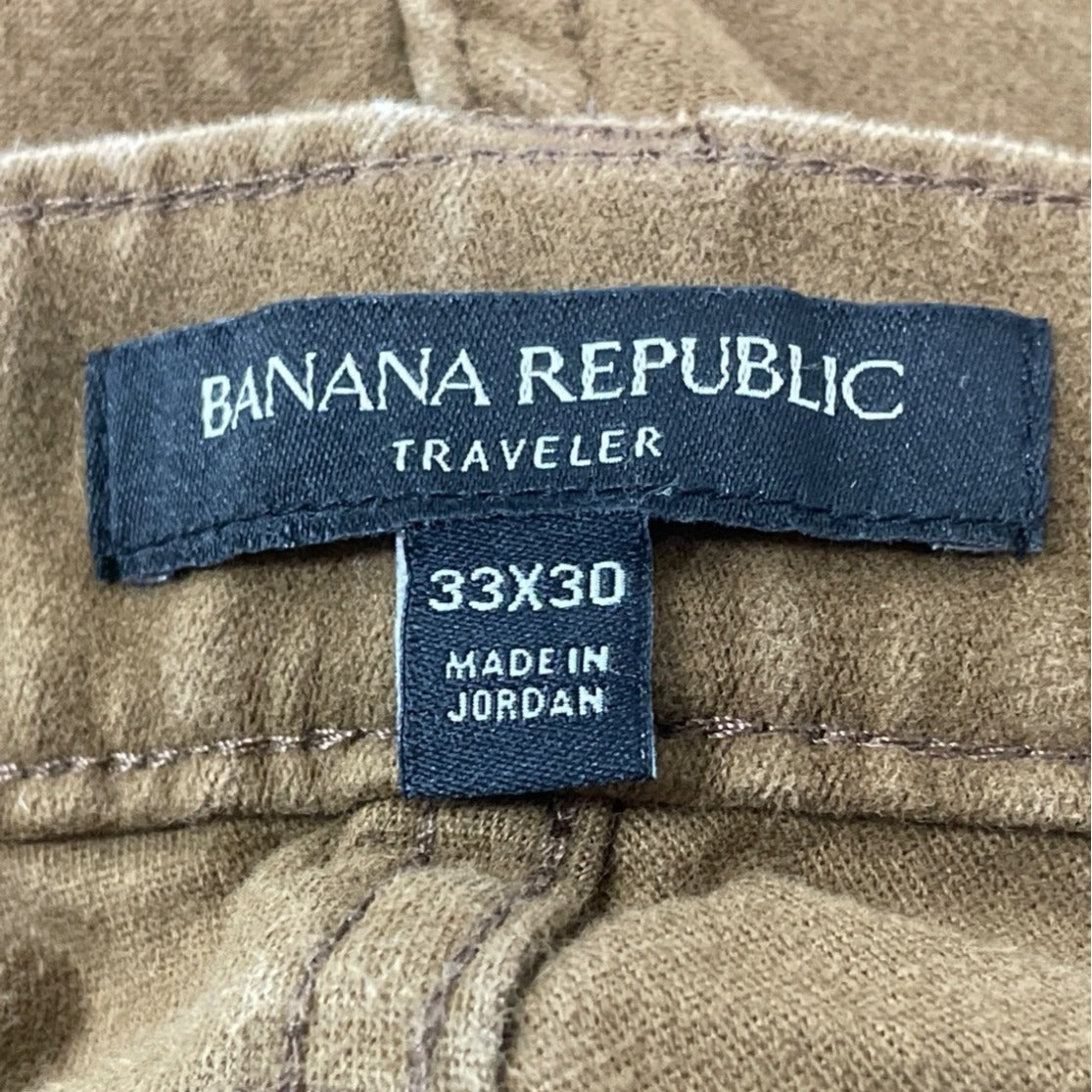 Banana Republic Mens Brown Straight Fit Traveler Corduroy Pants Size 33X30