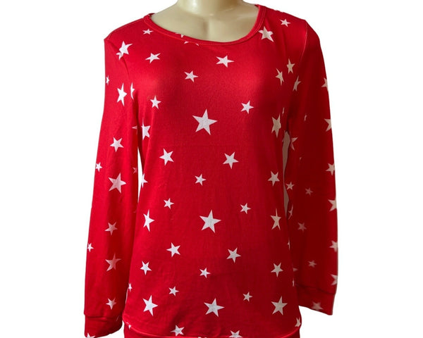 Ekouaer Women's Red Crew Neck Stared Sweatshirt Sz S - NWT