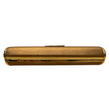 Gold Cylinder Clutch Purse With Rhinestone Clasp Closure & Chain Strap Sz S
