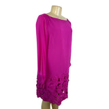 Tahari Women’s Pink Floral Lace Hem Shift Dress With Long Sleeves Sz 10