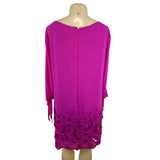 Tahari Women’s Pink Floral Lace Hem Shift Dress With Long Sleeves Sz 10