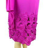 Tahari Women’s Pink Floral Lace Hem Shift Dress With Long Sleeves Sz 10