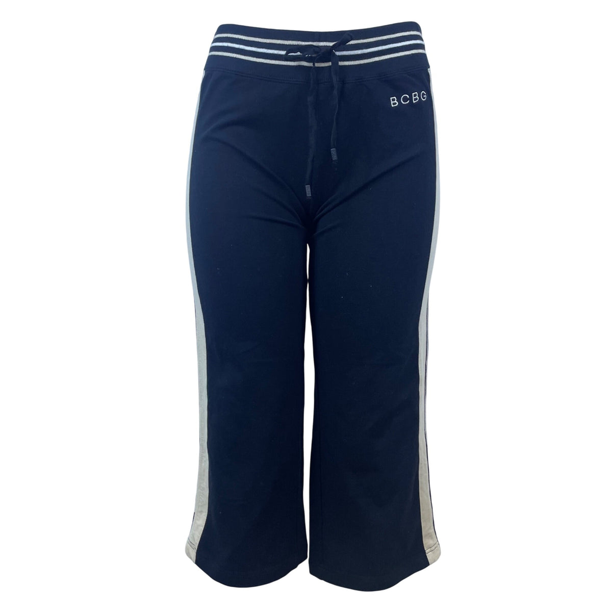 BCBG Maxazria Women's Black & White Cotton Spandex Pants Drawstring Waist Size L