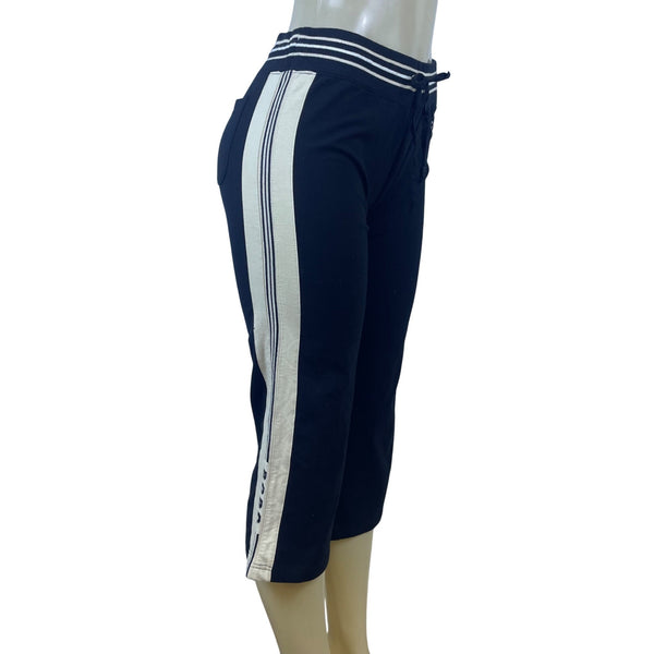 BCBG Maxazria Women's Black & White Cotton Spandex Pants Drawstring Waist Size L