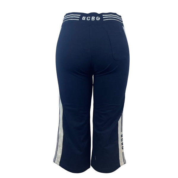 BCBG Maxazria Women's Black & White Cotton Spandex Pants Drawstring Waist Size L