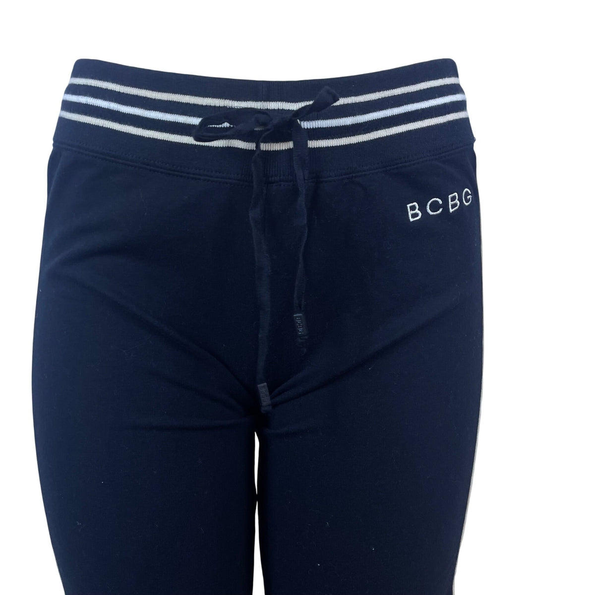 BCBG Maxazria Women's Black & White Cotton Spandex Pants Drawstring Waist Size L